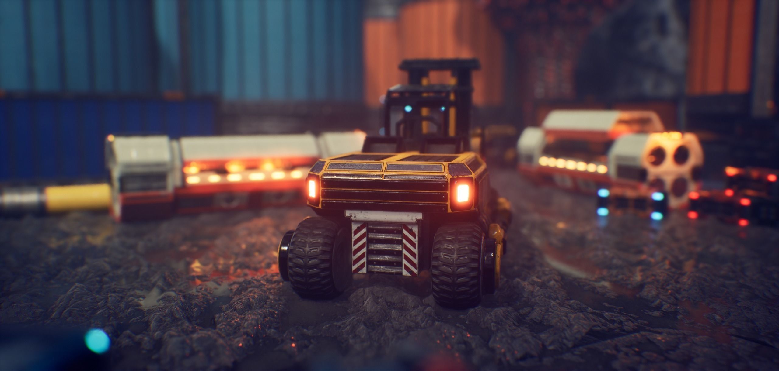 PBR Sci-fi forklift Low-poly 3D model_17