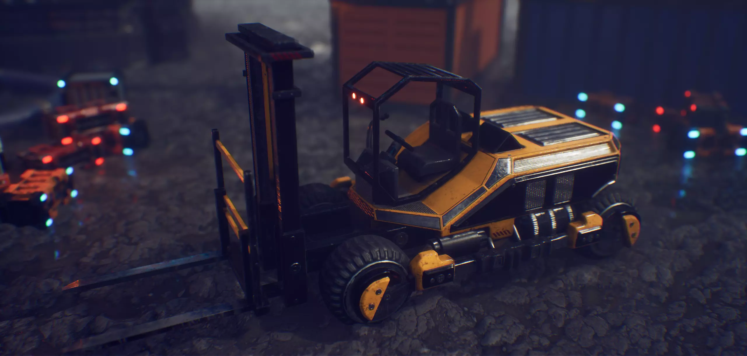 PBR Sci-fi forklift Low-poly 3D model_0
