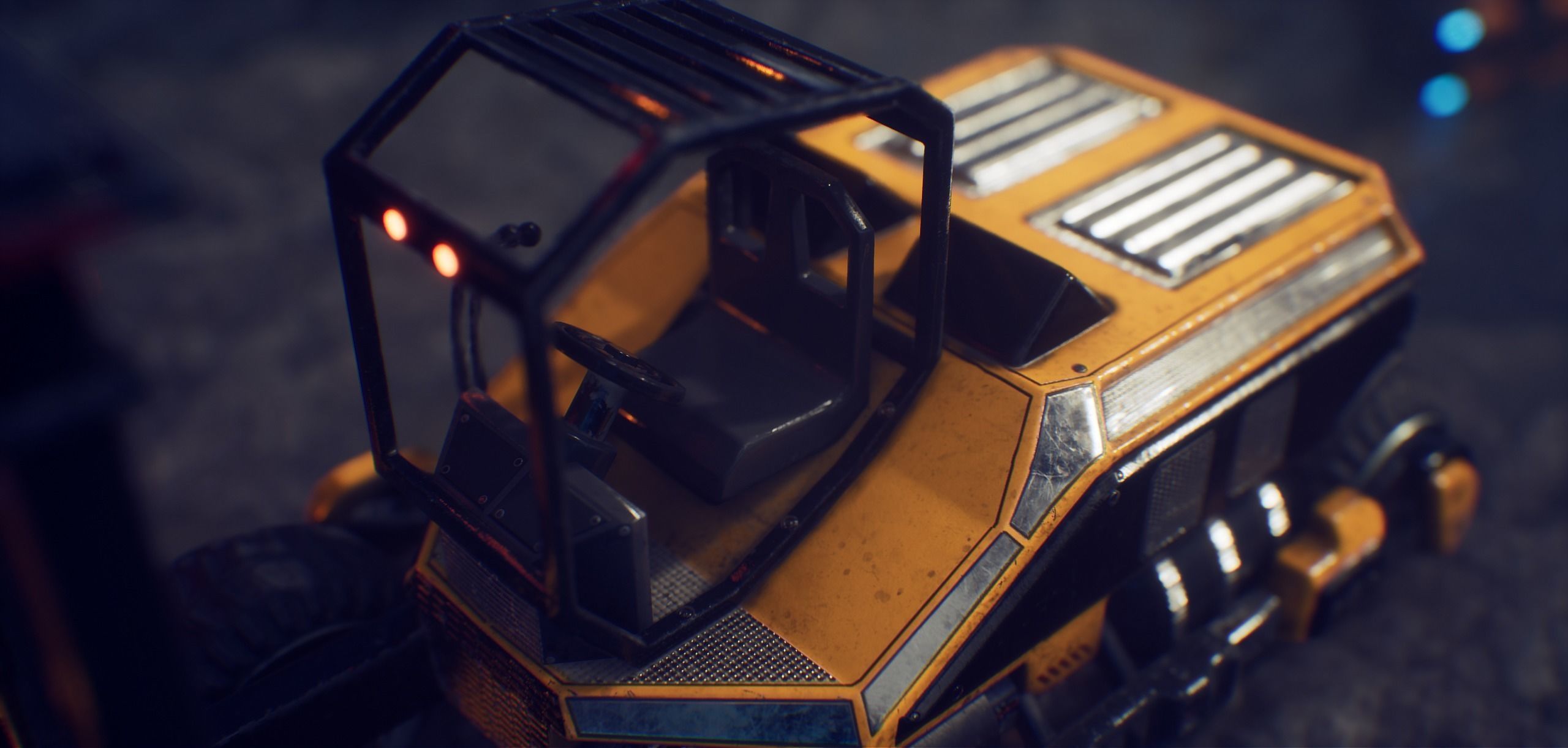 PBR Sci-fi forklift Low-poly 3D model_14