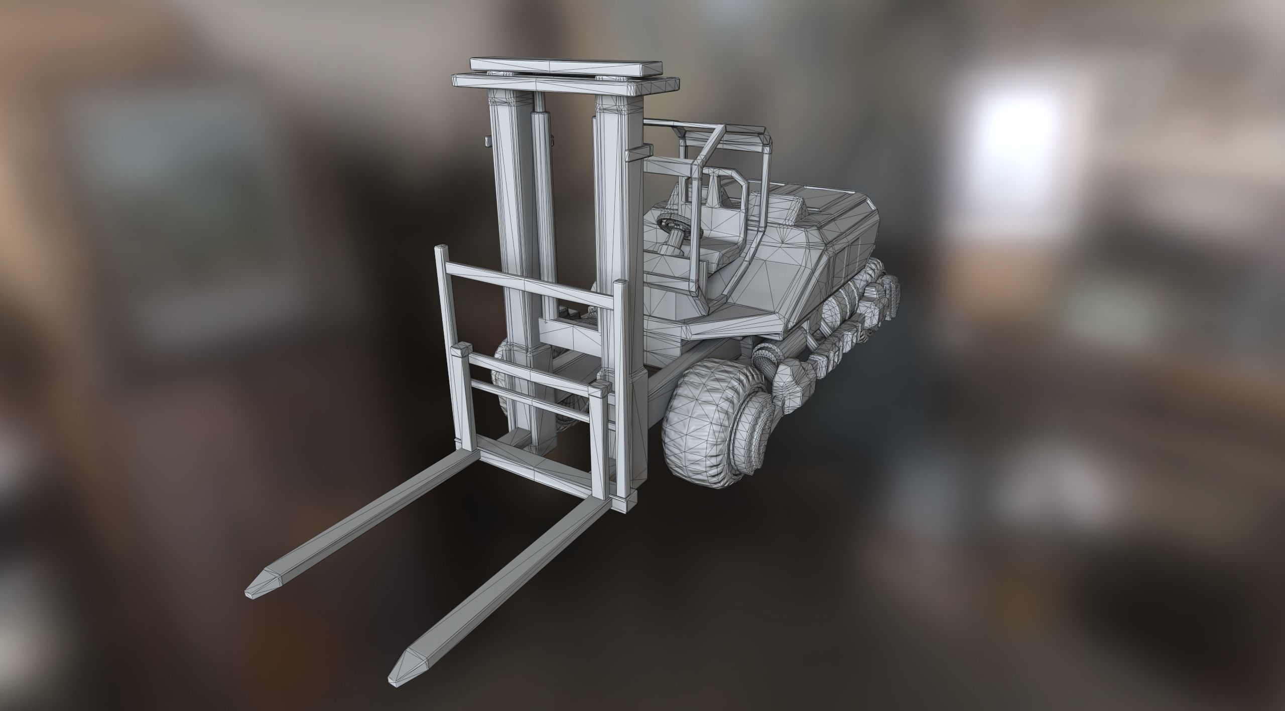 PBR Sci-fi forklift Low-poly 3D model_8