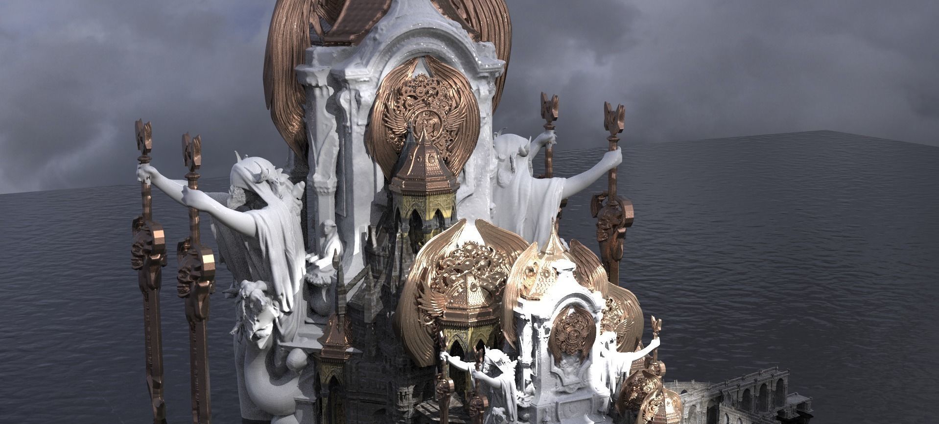 Steampunk Dark Tower Halloween Tall Kit bash 3  3D model_1