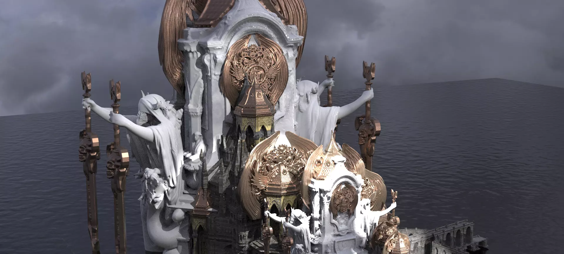 Steampunk Dark Tower Halloween Tall Kit bash 3  3D model_0