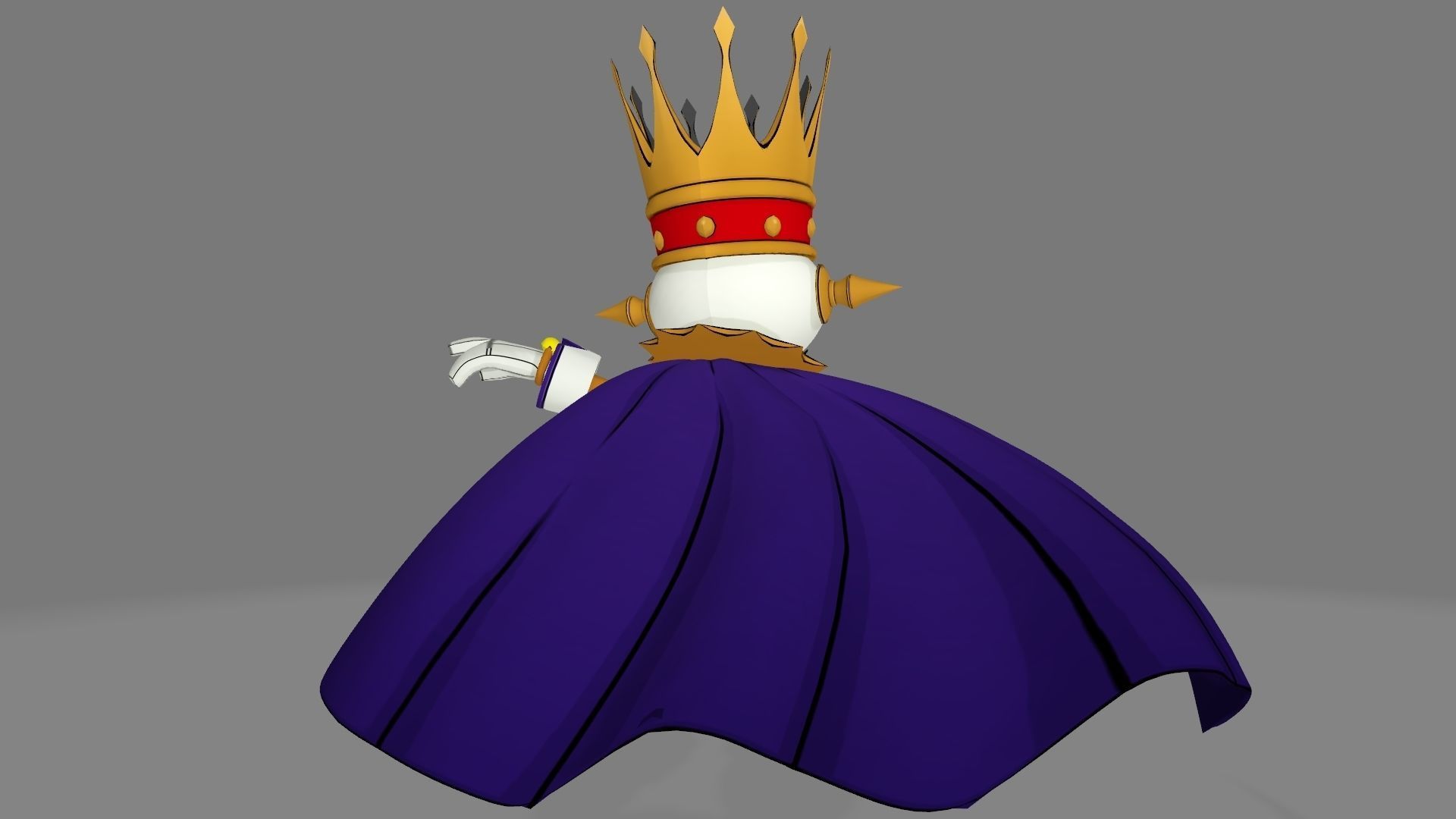 KingChessmon character wearing crown and cape 3D print model_3