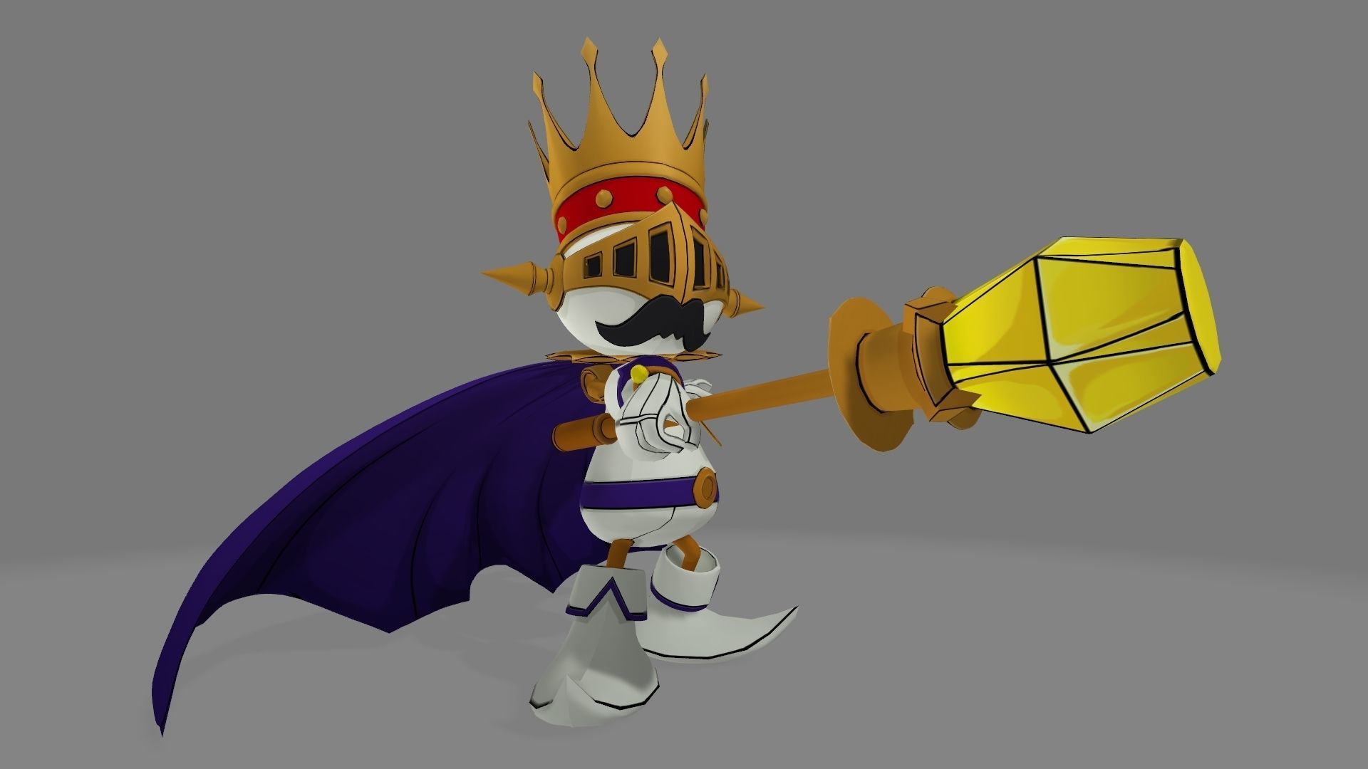 KingChessmon character wearing crown and cape 3D print model_1