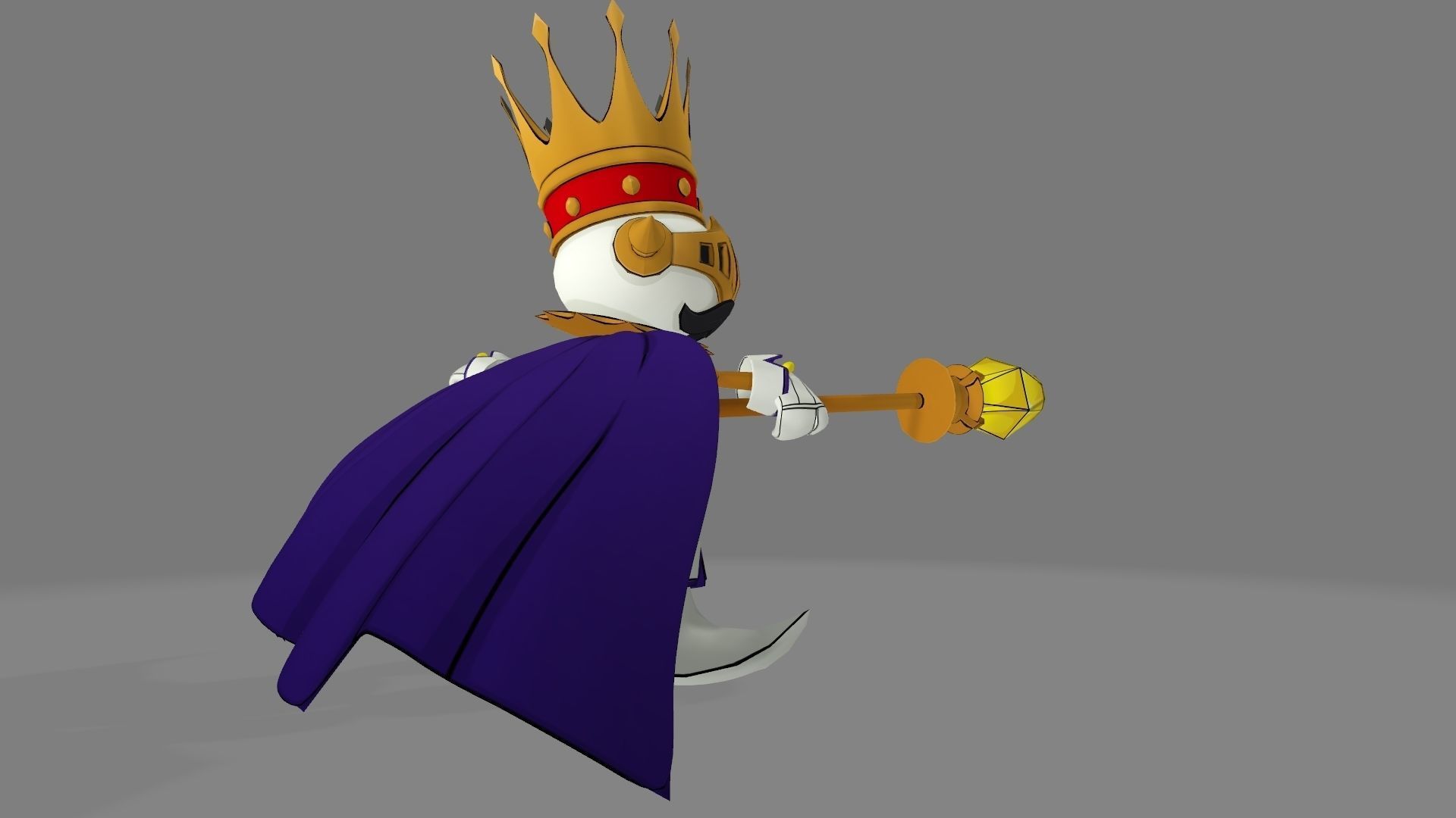 KingChessmon character wearing crown and cape 3D print model_2