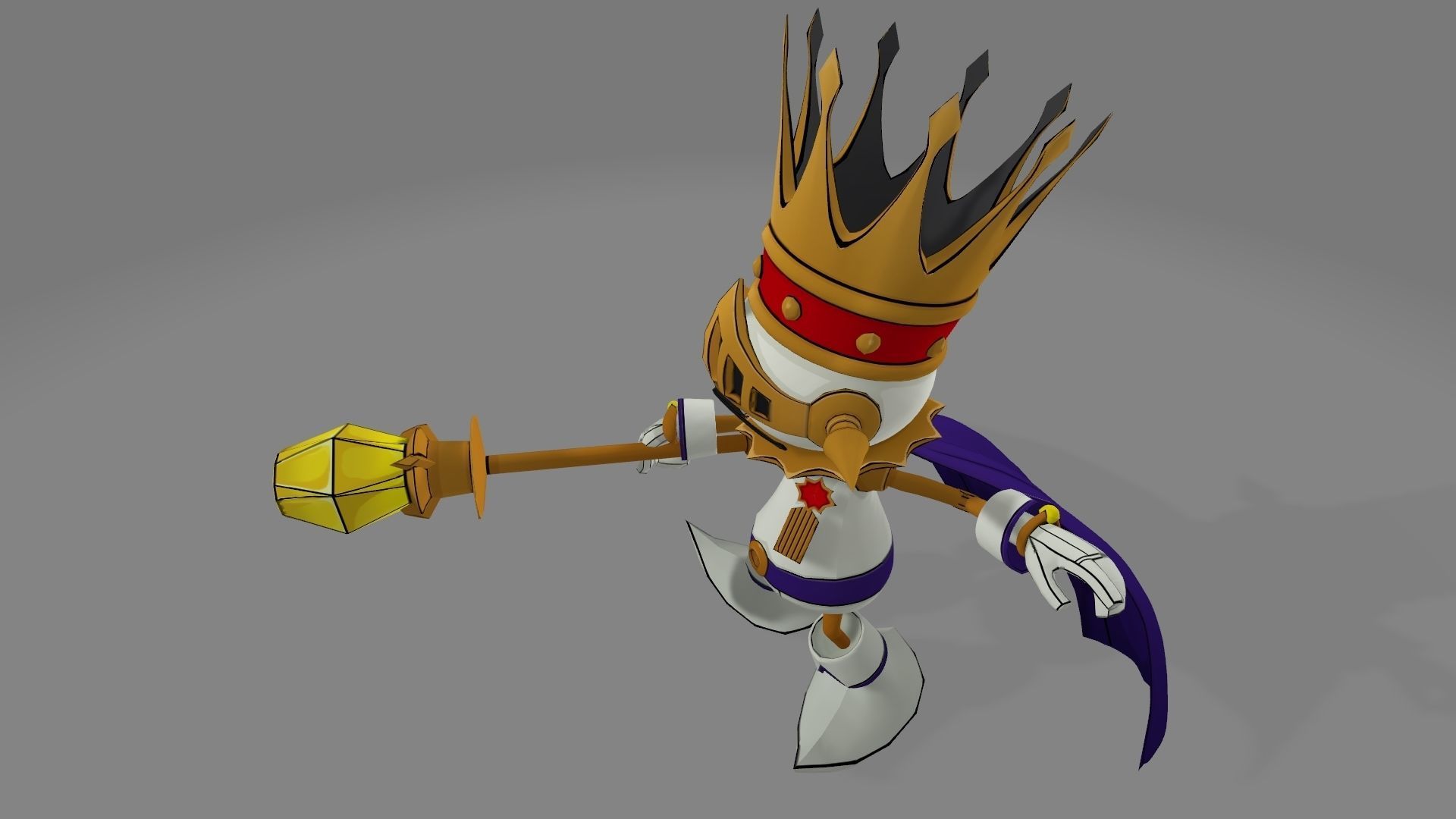 KingChessmon character wearing crown and cape 3D print model_4