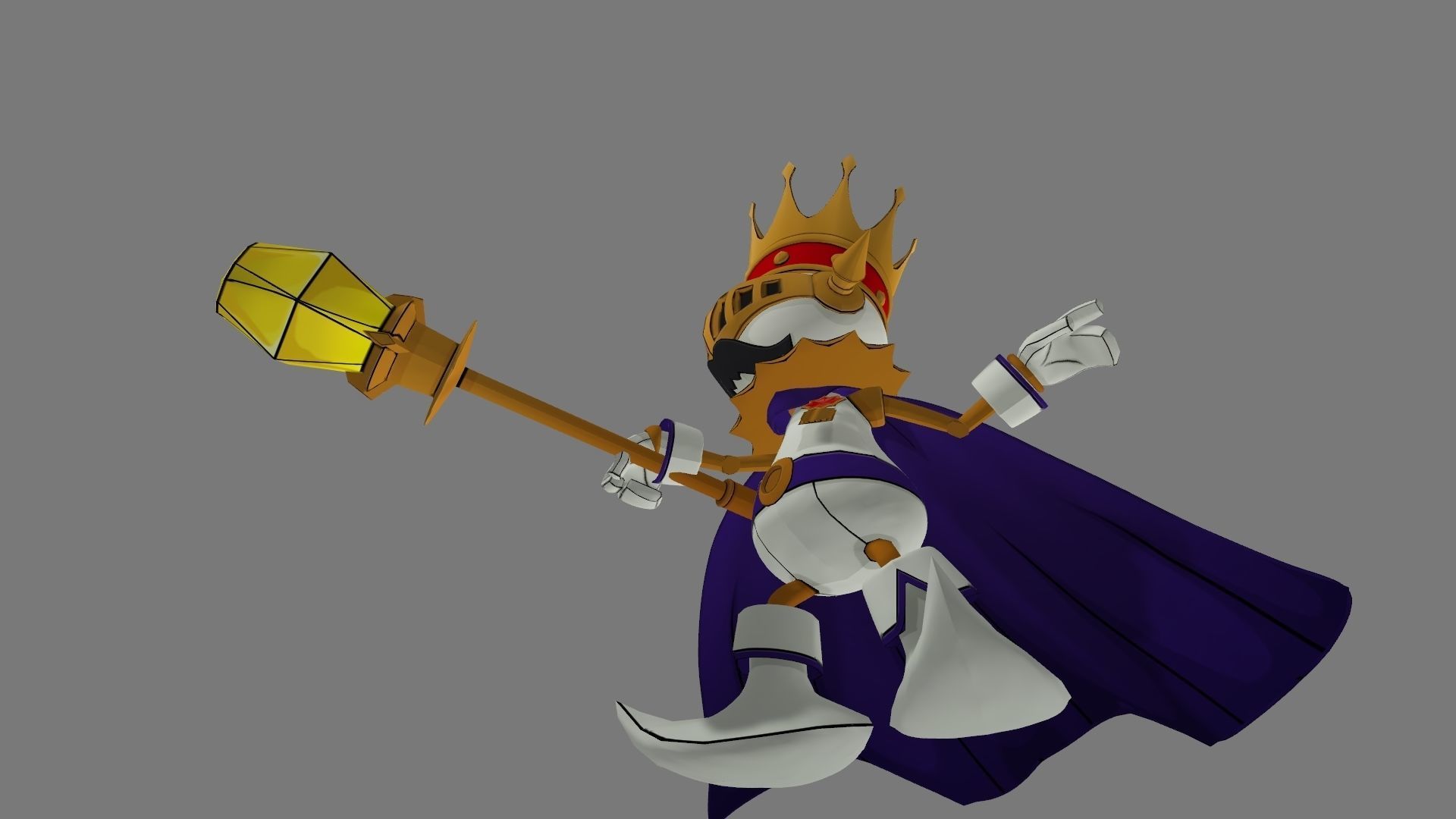 KingChessmon character wearing crown and cape 3D print model_7