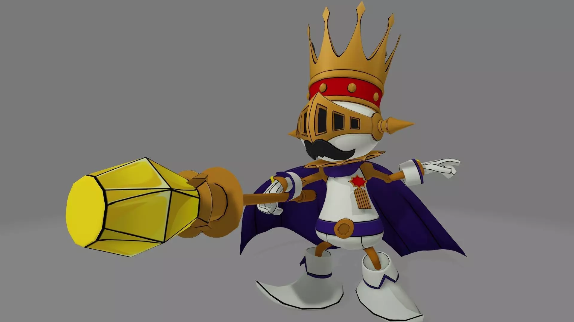 KingChessmon character wearing crown and cape 3D print model_0