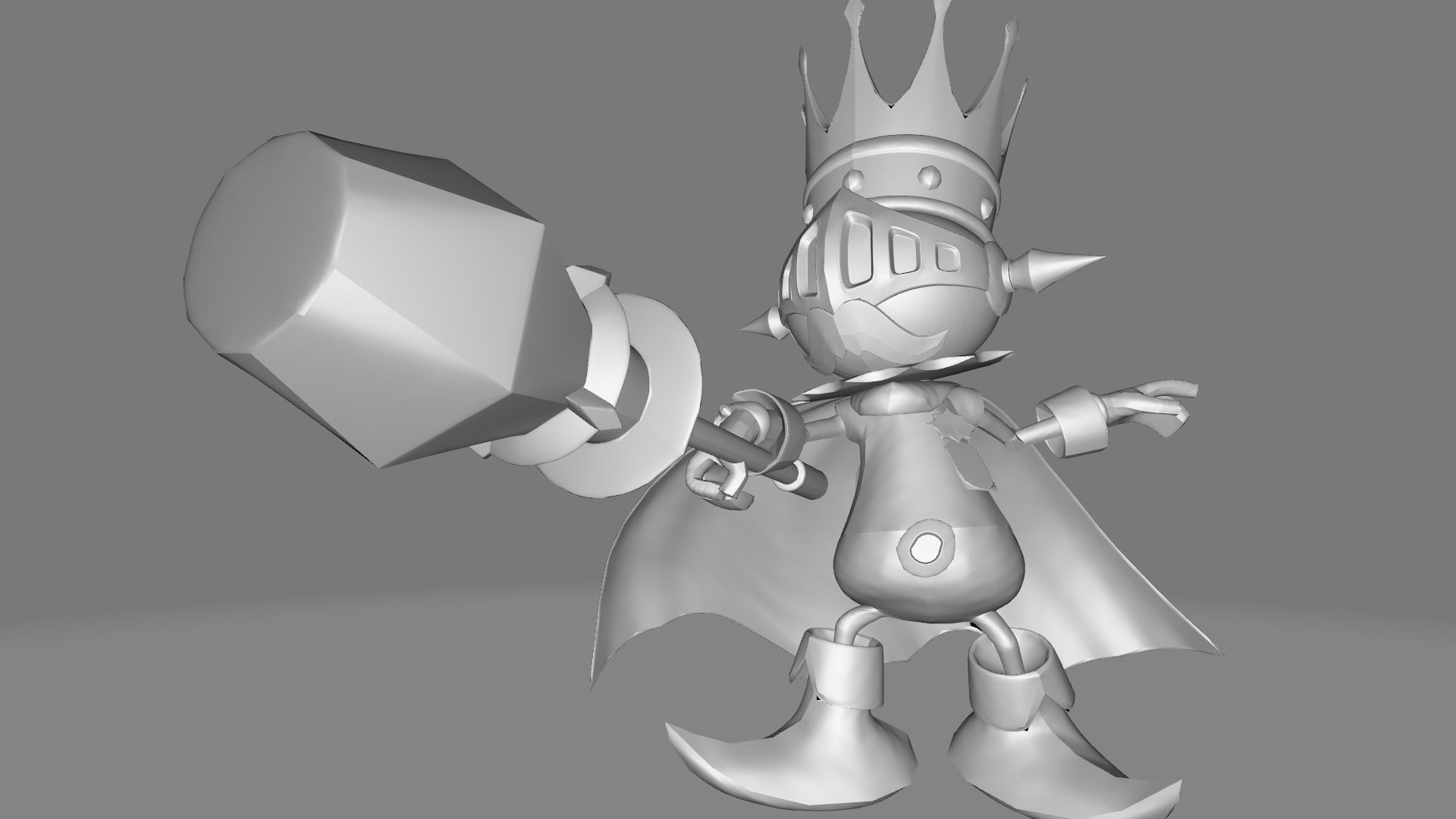 KingChessmon character wearing crown and cape 3D print model_8