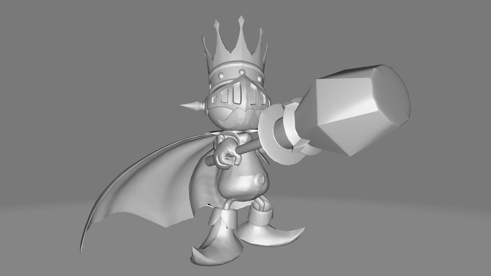 KingChessmon character wearing crown and cape 3D print model_9