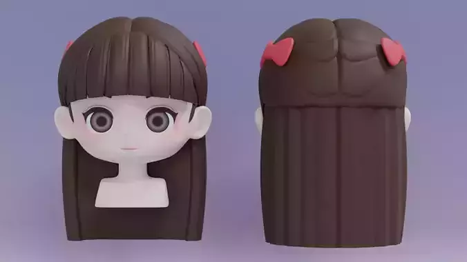 Chibi Female Hair Style 16 3D model