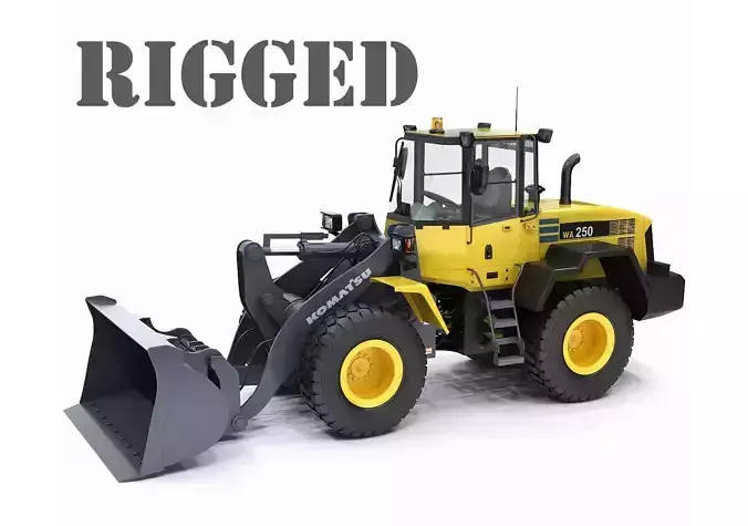 Wheel Loader Komatsu WA250 Rigged 3D model