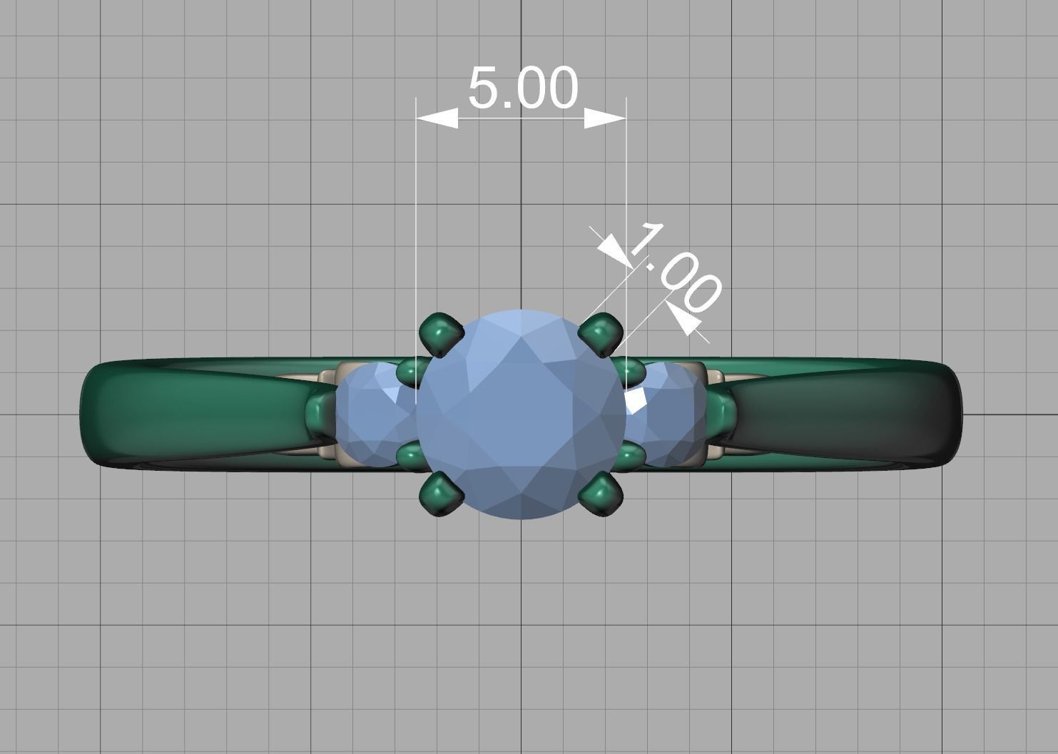 Three Stone Engagement Ring Under Bow Unique Promise Ring  3D print model_12