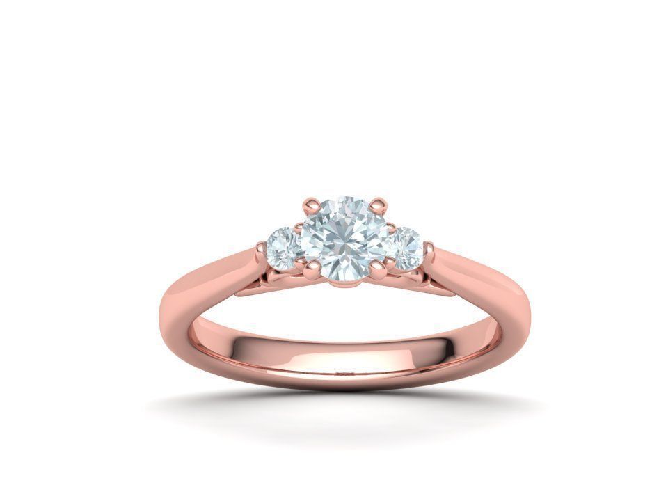 Three Stone Engagement Ring Under Bow Unique Promise Ring  3D print model_24