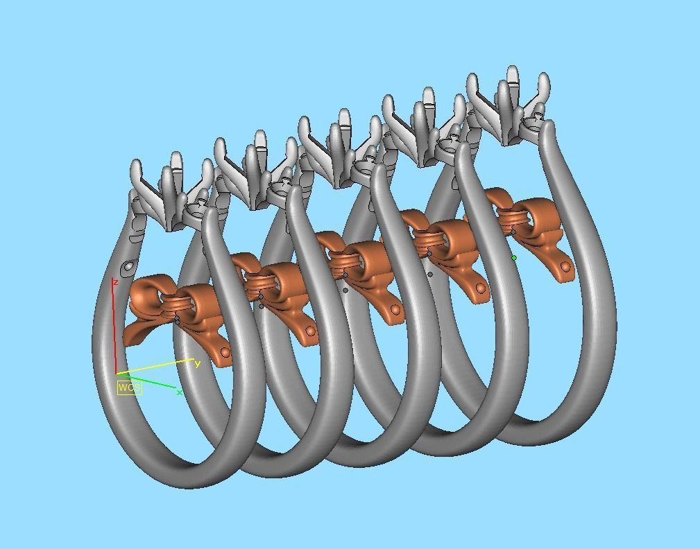 Three Stone Engagement Ring Under Bow Unique Promise Ring  3D print model_10