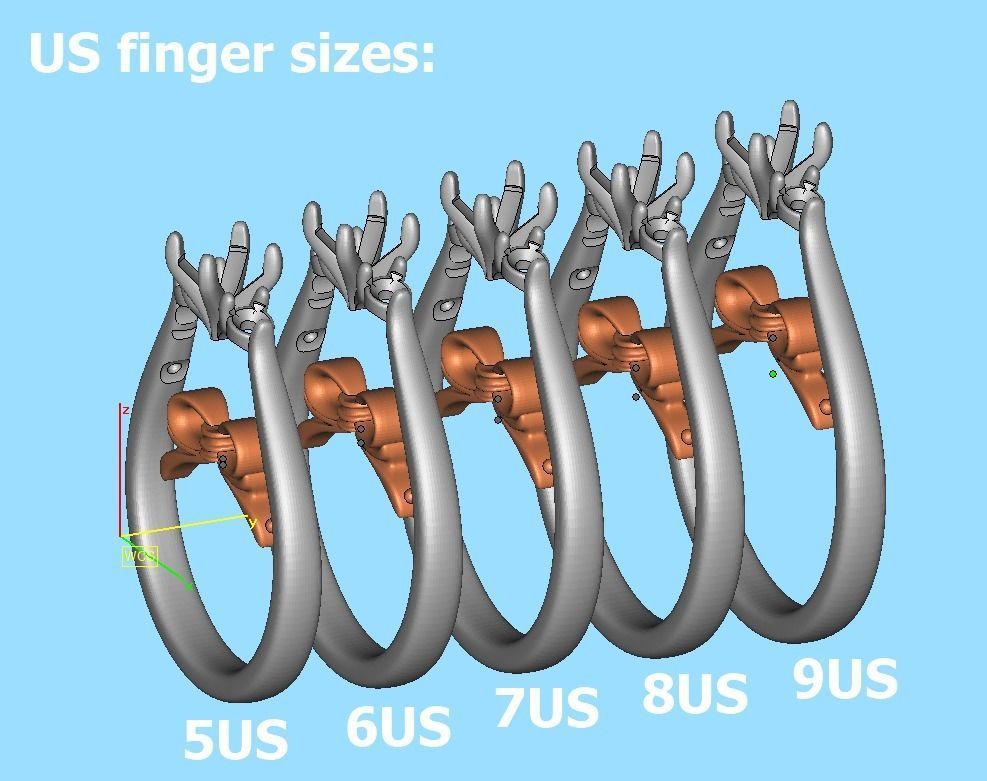 Three Stone Engagement Ring Under Bow Unique Promise Ring  3D print model_9