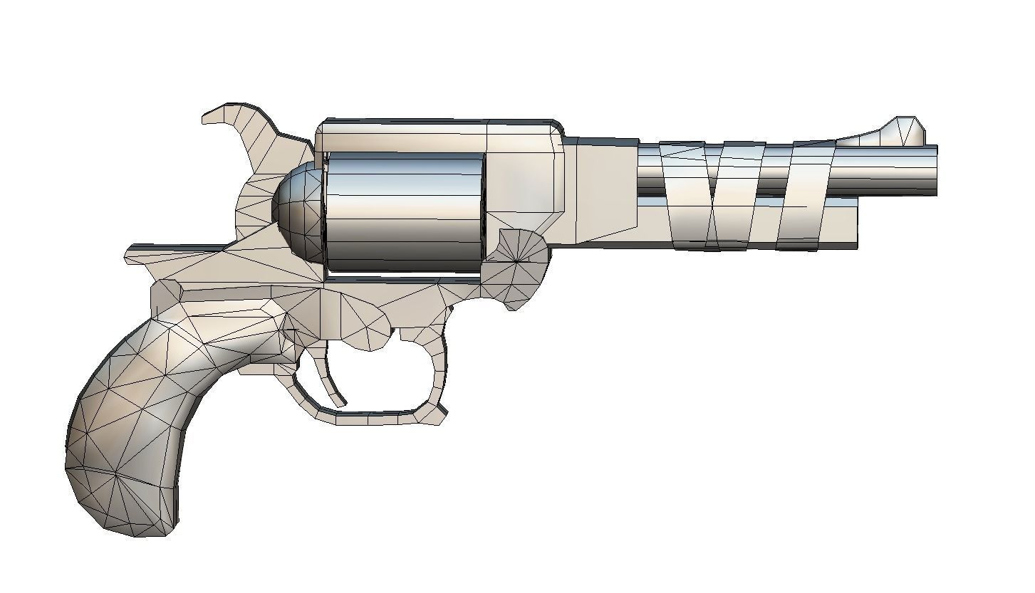 Multibarrel Short Barrel Revolver 1 Low-poly 3D model_4