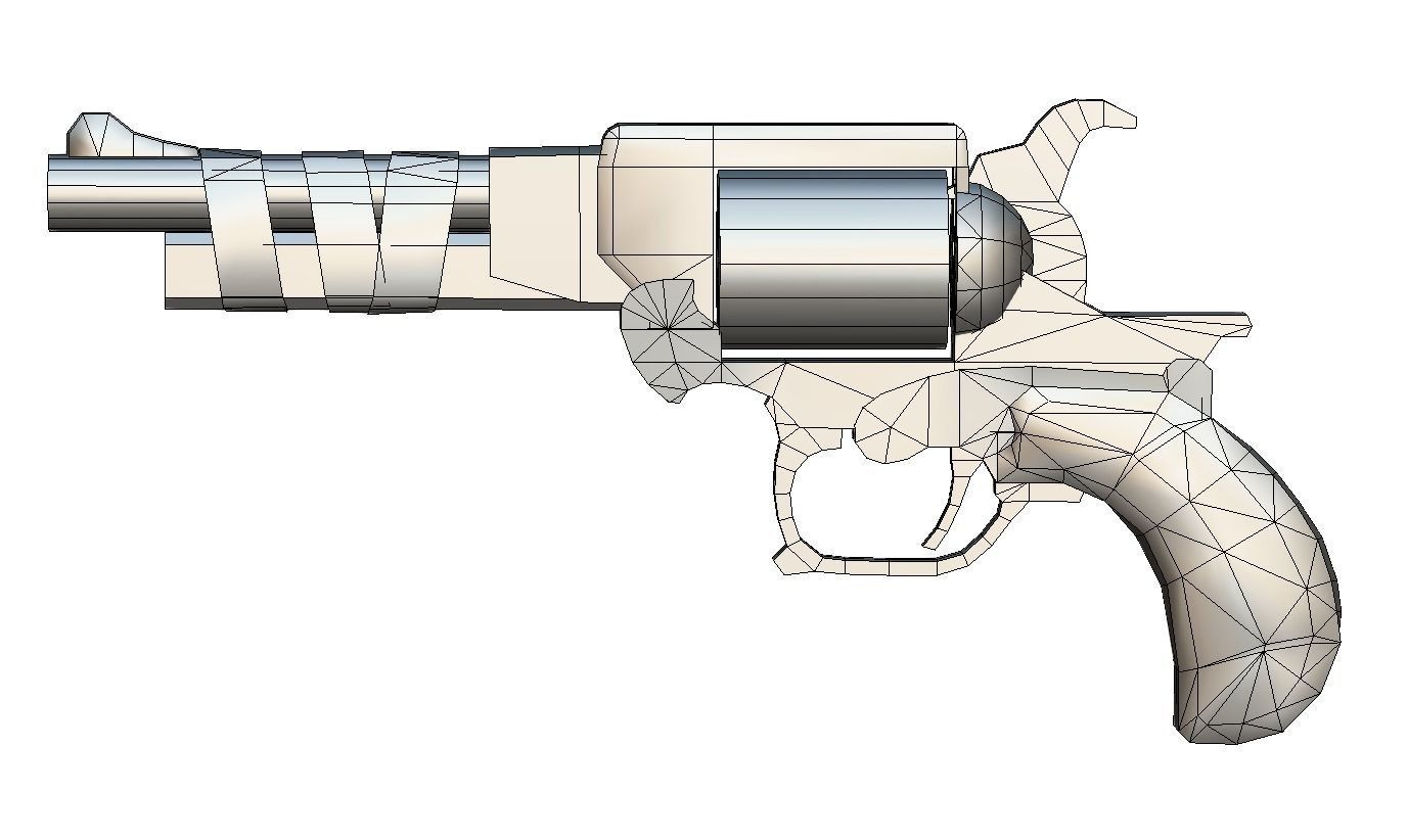 Multibarrel Short Barrel Revolver 1 Low-poly 3D model_5