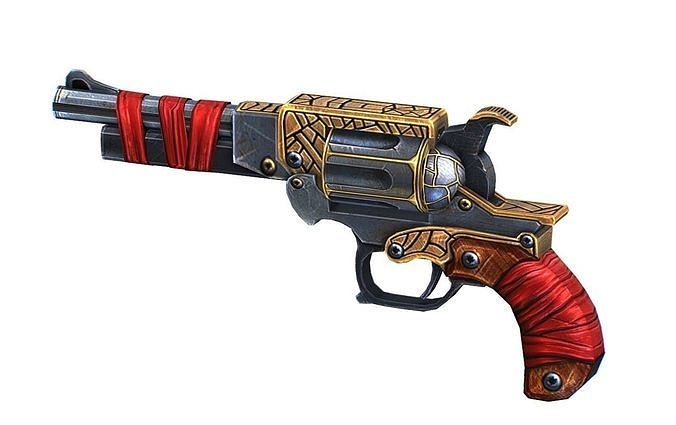 Multibarrel Short Barrel Revolver 1 Low-poly 3D model