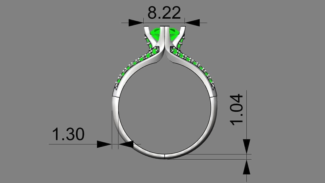 ring with chaton 3D print model_3
