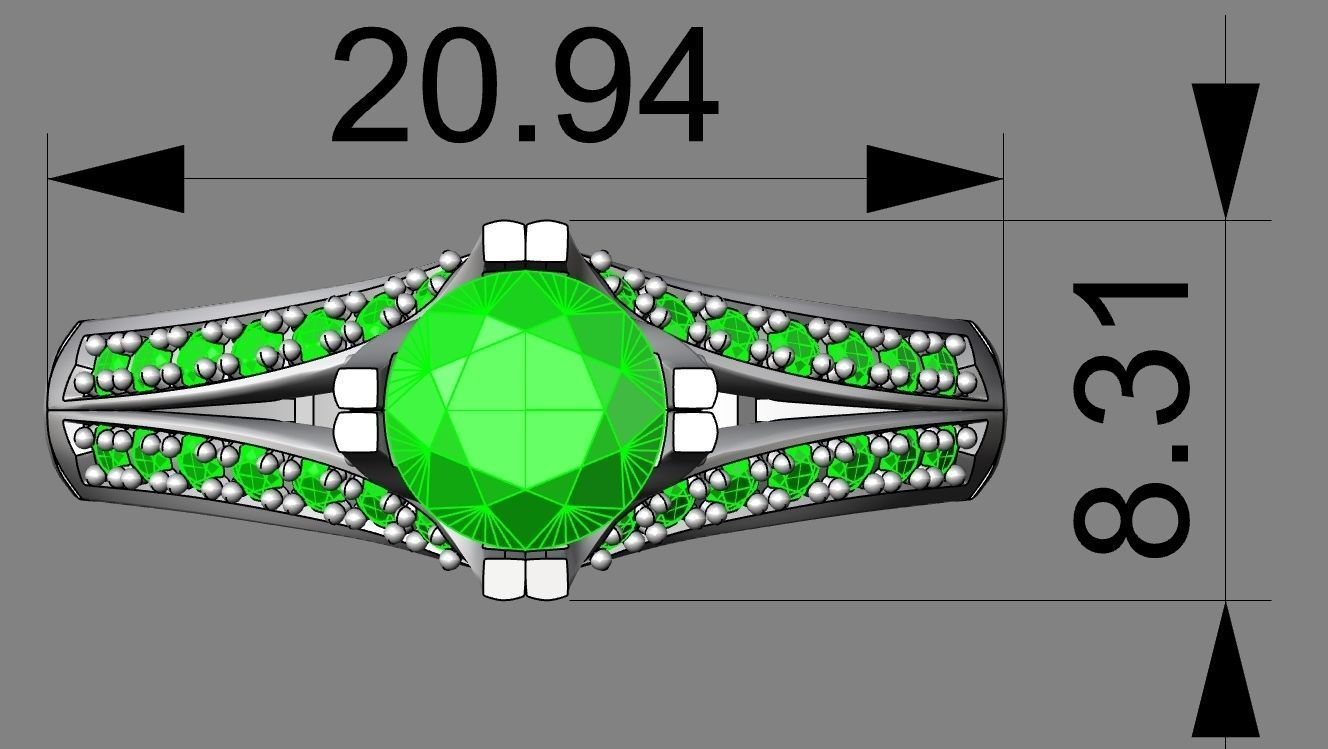 ring with chaton 3D print model_2