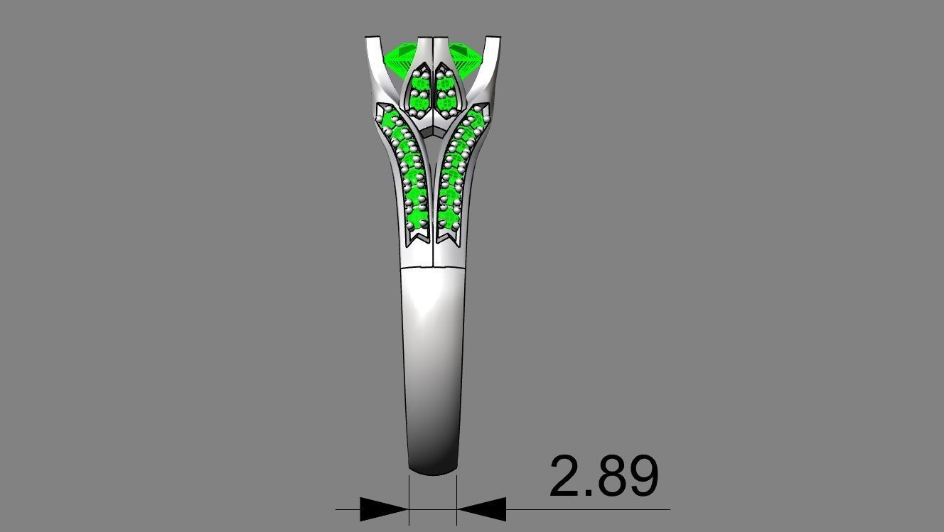 ring with chaton 3D print model_4
