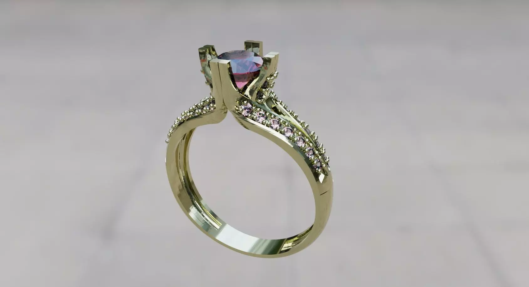 ring with chaton 3D print model_0