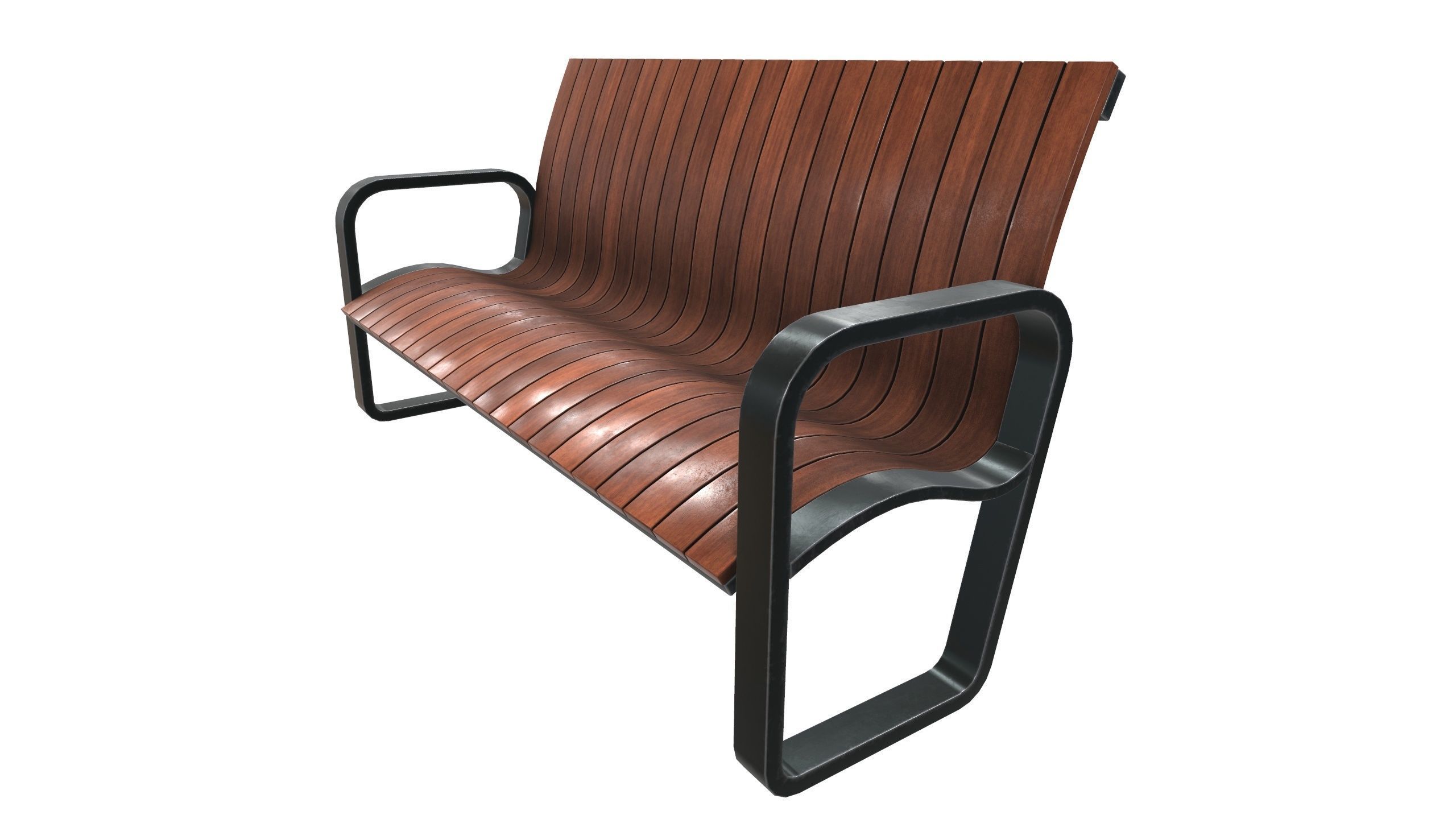 Modern Bench VR 3D Model Low-poly 3D model_2