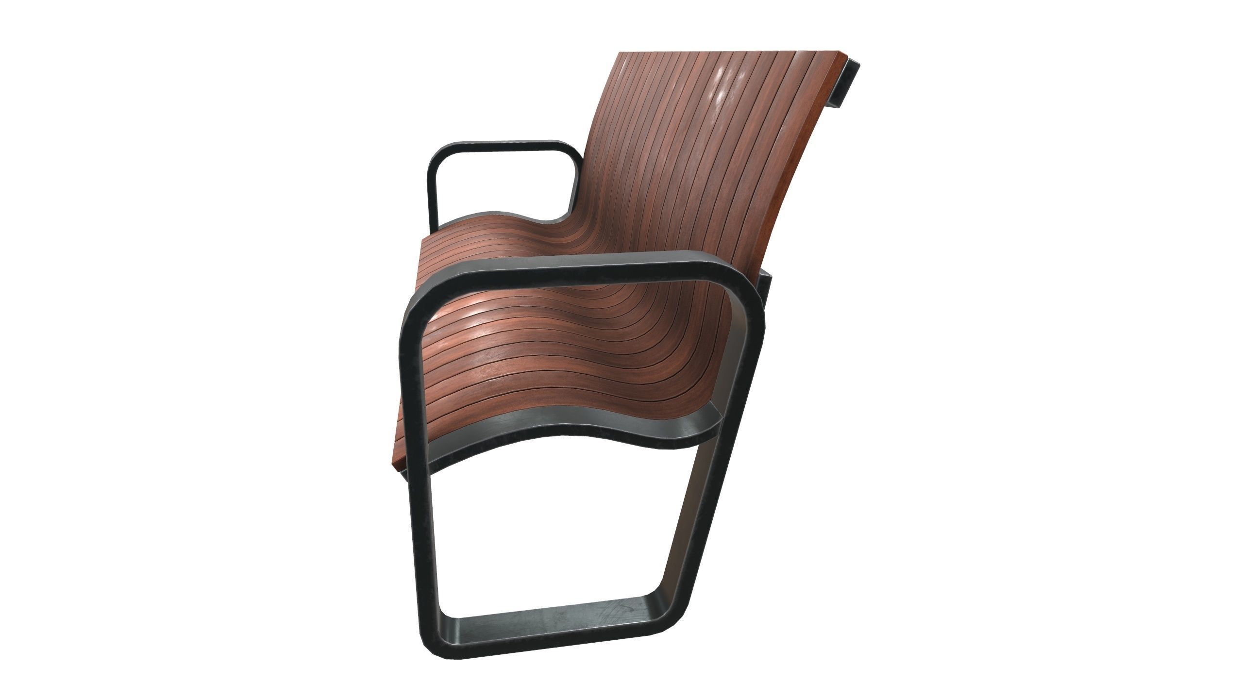 Modern Bench VR 3D Model Low-poly 3D model_3