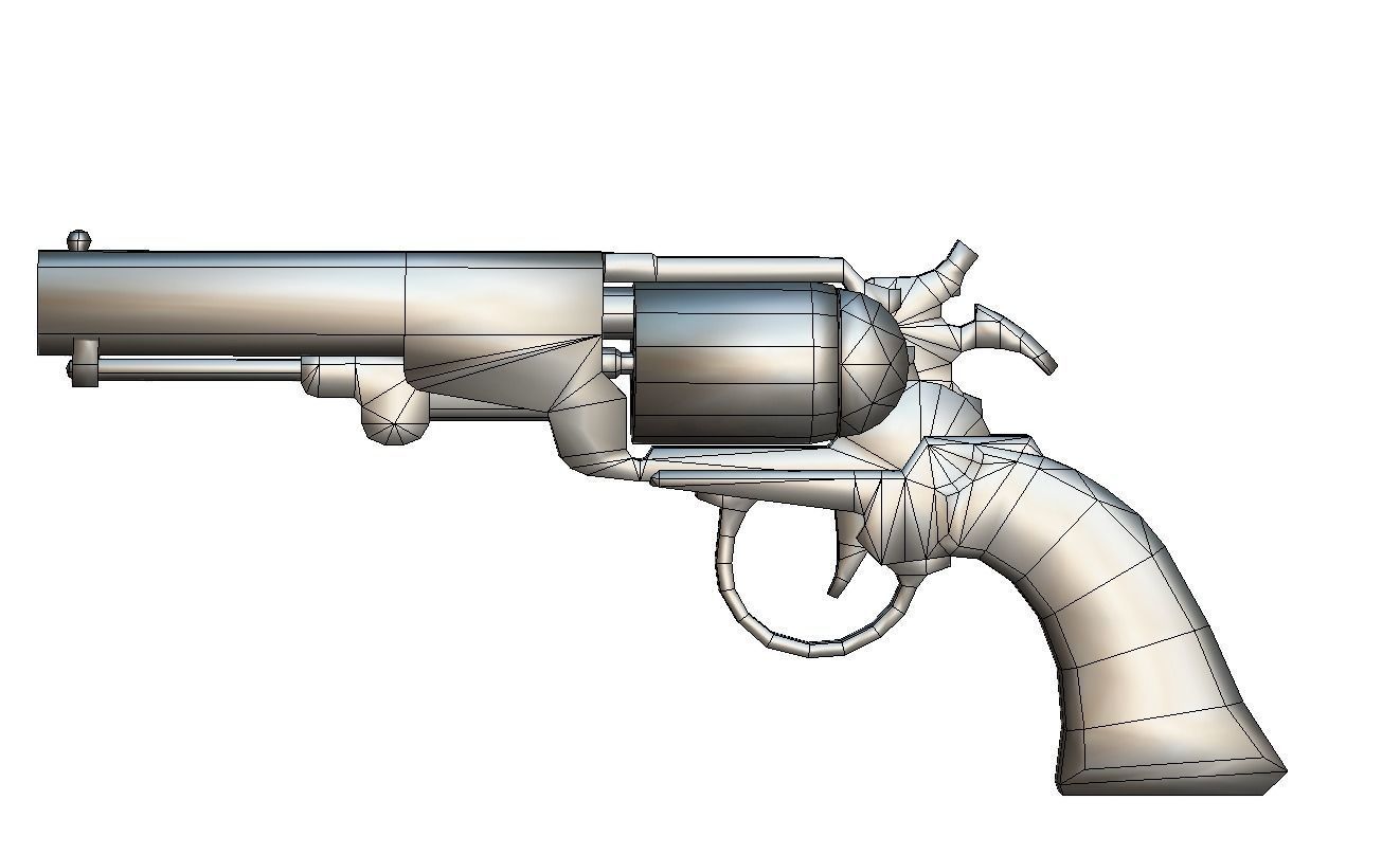 Multibarrel Short Barrel Revolver 03 Low-poly 3D model_5