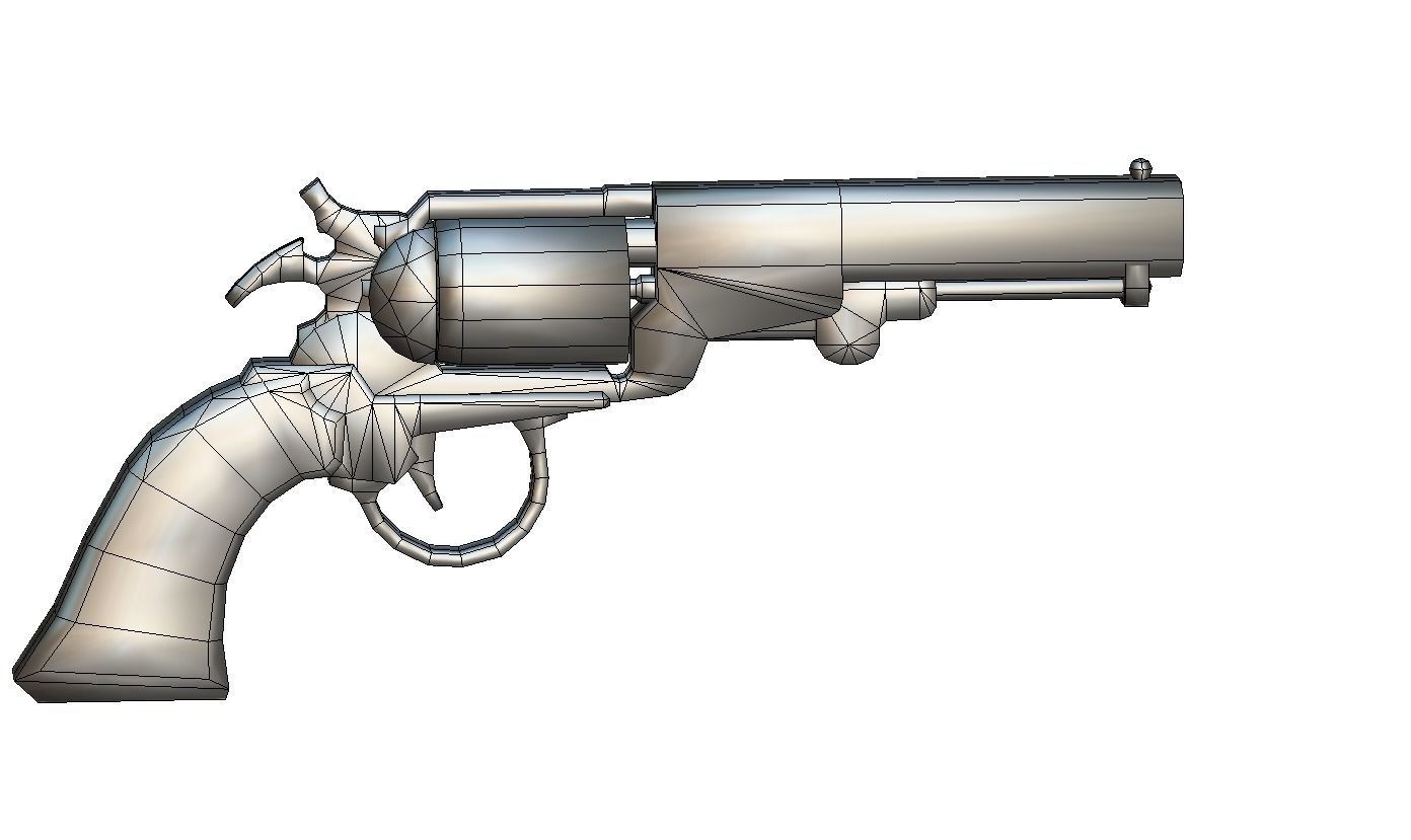 Multibarrel Short Barrel Revolver 03 Low-poly 3D model_4