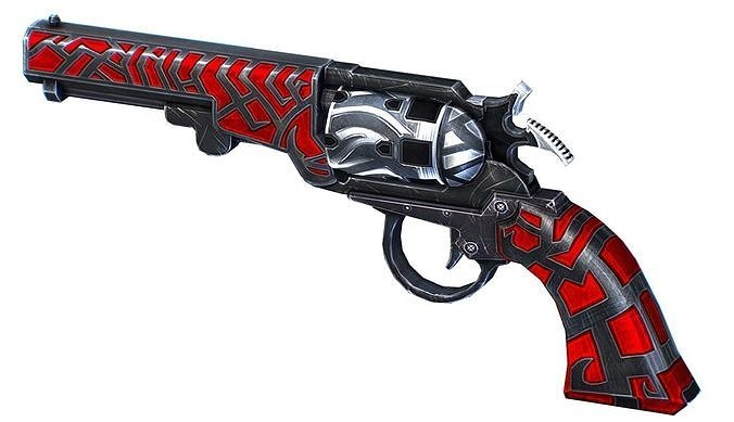 Multibarrel Short Barrel Revolver 03 Low-poly 3D model