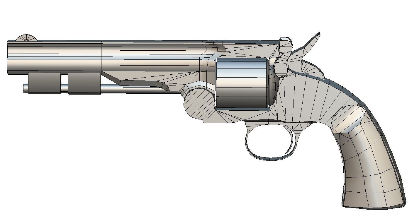 Multibarrel Short Barrel Revolver 04 Low-poly 3D model_6