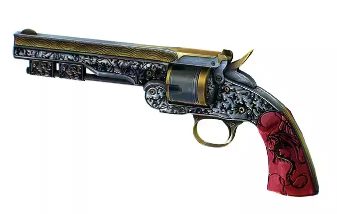 Multibarrel Short Barrel Revolver 04 Low-poly 3D model