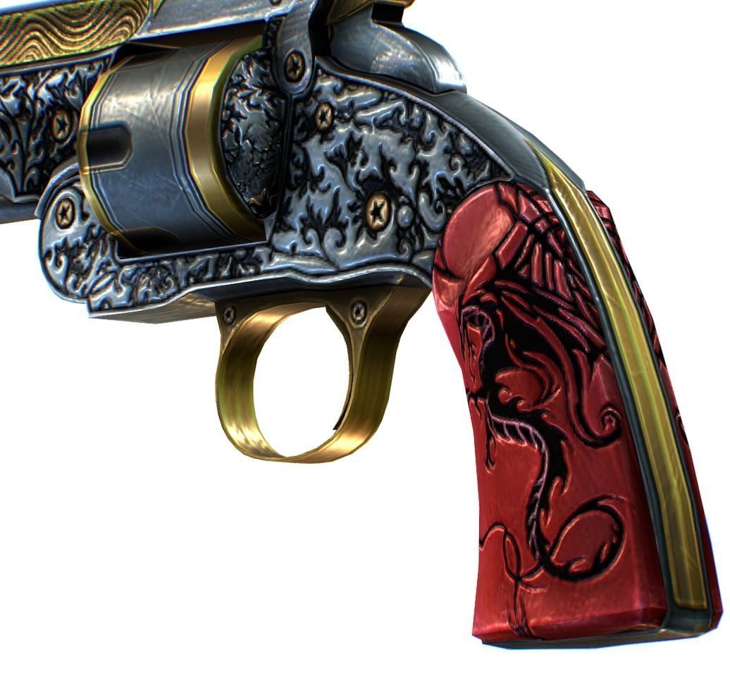 Multibarrel Short Barrel Revolver 04 Low-poly 3D model_4