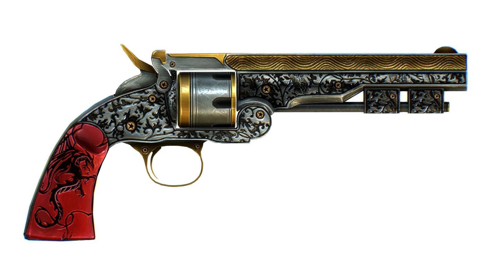 Multibarrel Short Barrel Revolver 04 Low-poly 3D model_1