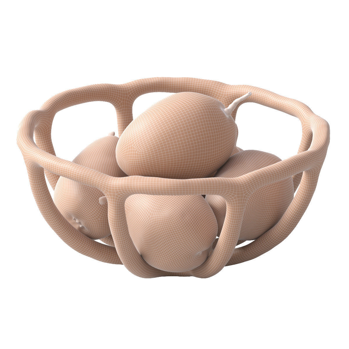 Nested bowl with pears and mango 3D model_9