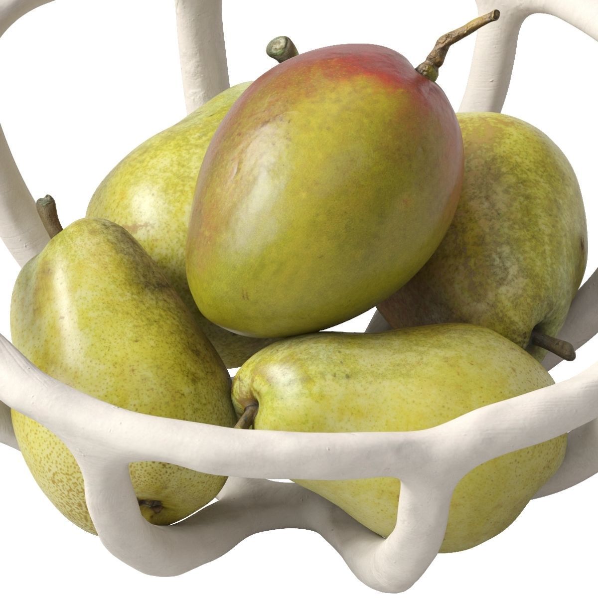 Nested bowl with pears and mango 3D model_3