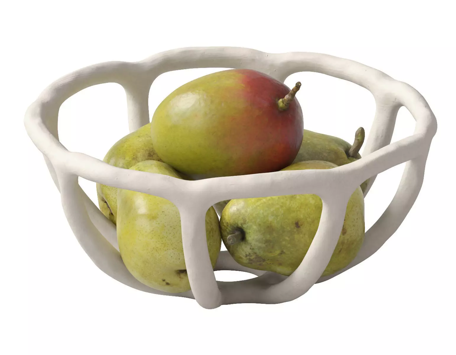 Nested bowl with pears and mango 3D model_0
