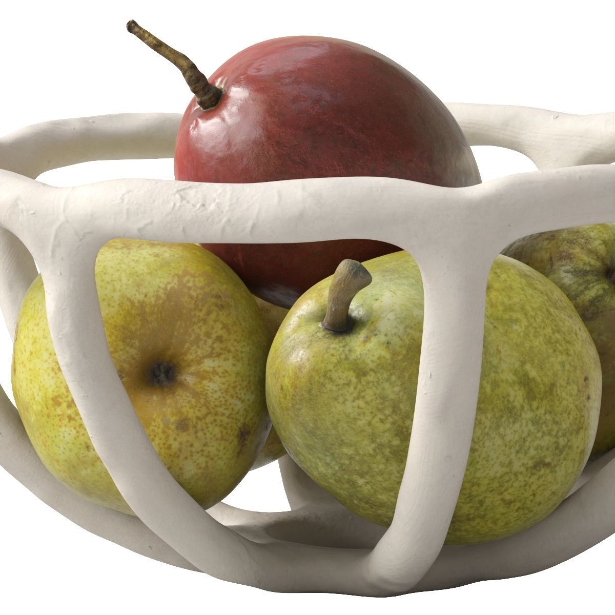 Nested bowl with pears and mango 3D model_2