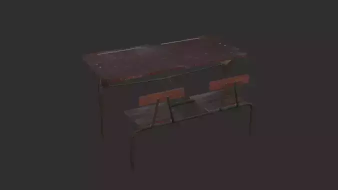Old school desk 3D Model  Low-poly 3D model