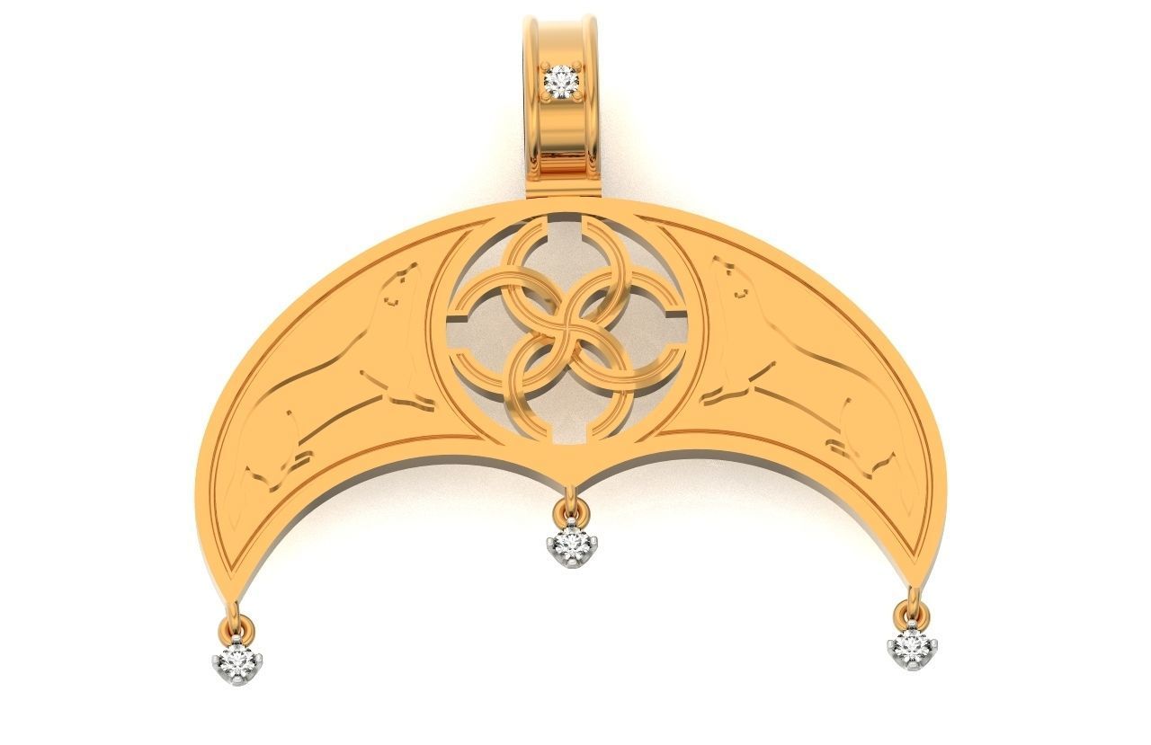 pendant amulet with marten ferret weasel and stones 599 3D print model_1