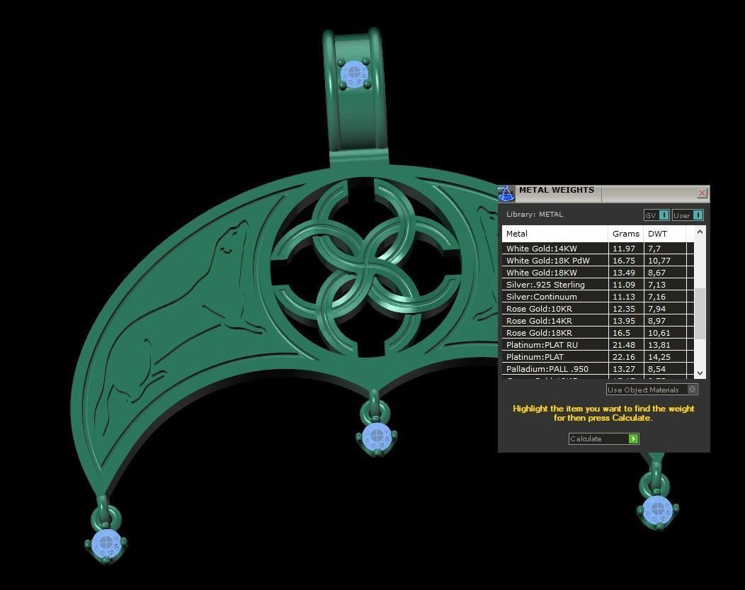 pendant amulet with marten ferret weasel and stones 599 3D print model_5