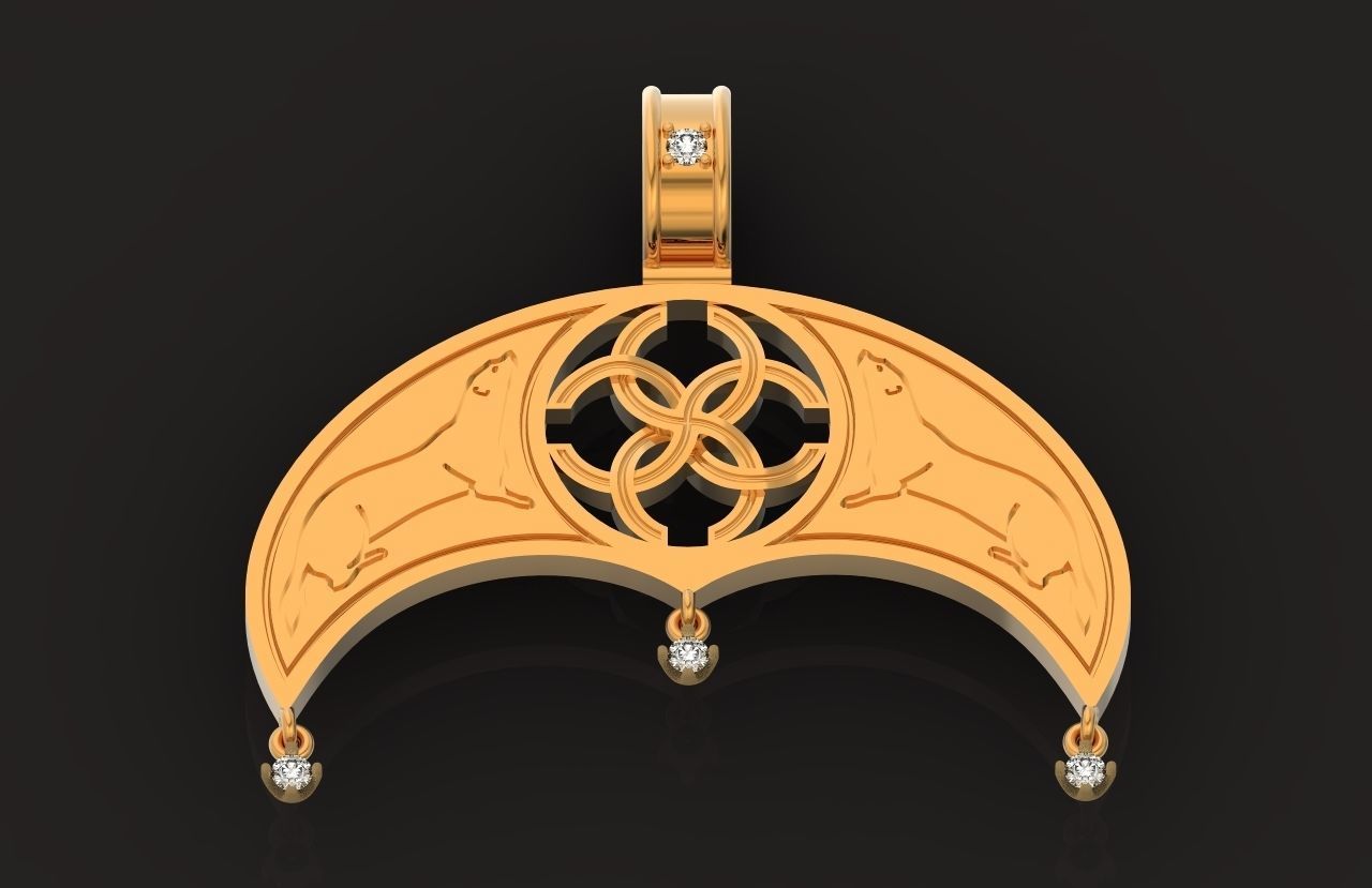 pendant amulet with marten ferret weasel and stones 599 3D print model_29