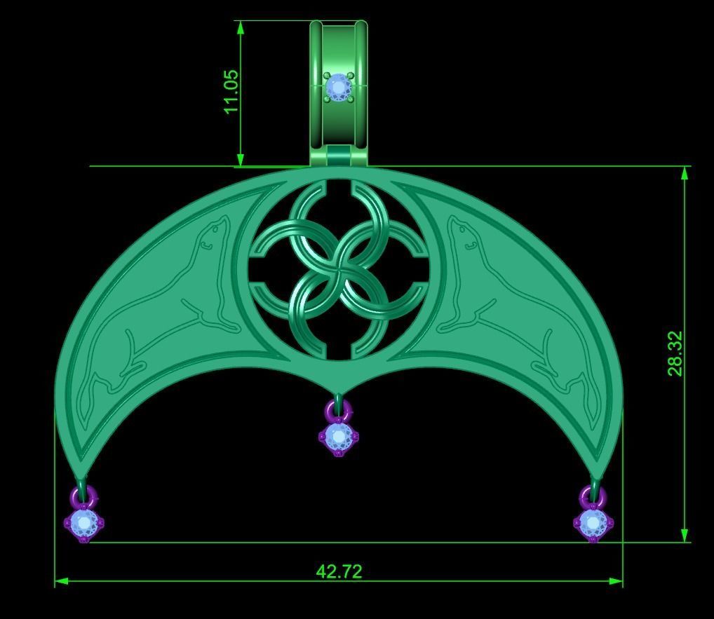 pendant amulet with marten ferret weasel and stones 599 3D print model_8
