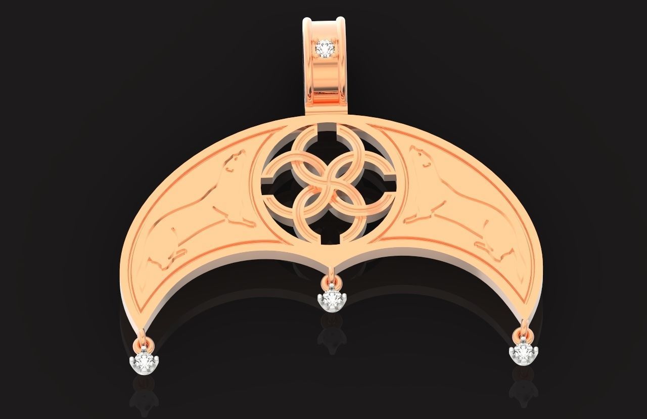 pendant amulet with marten ferret weasel and stones 599 3D print model_25