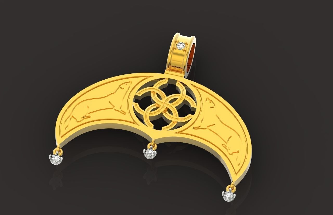 pendant amulet with marten ferret weasel and stones 599 3D print model_31