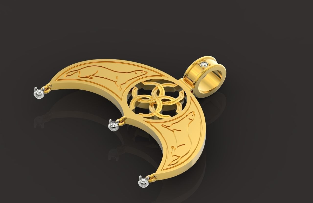 pendant amulet with marten ferret weasel and stones 599 3D print model_13