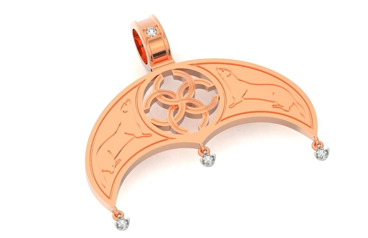 pendant amulet with marten ferret weasel and stones 599 3D print model_18