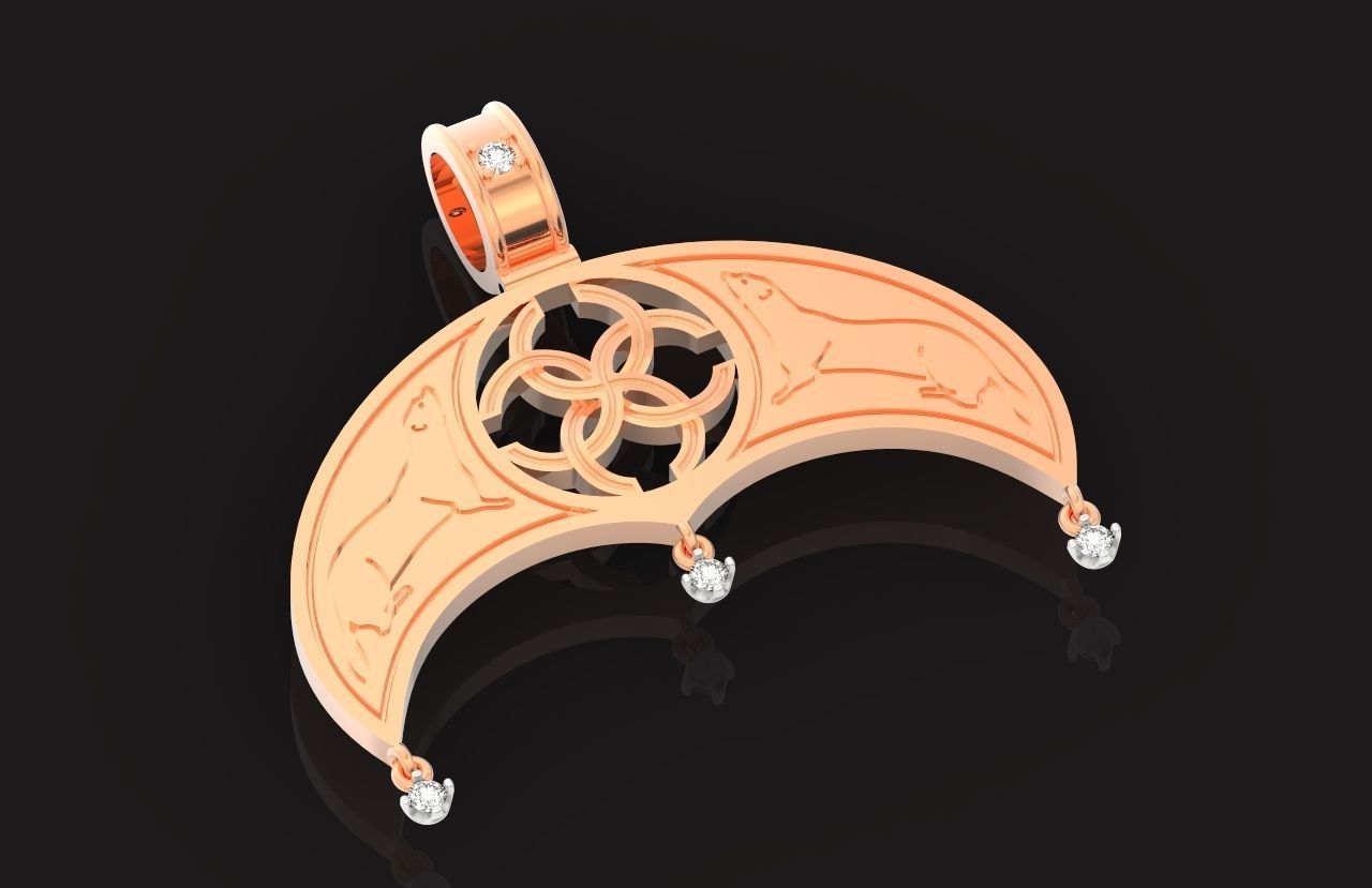 pendant amulet with marten ferret weasel and stones 599 3D print model_11